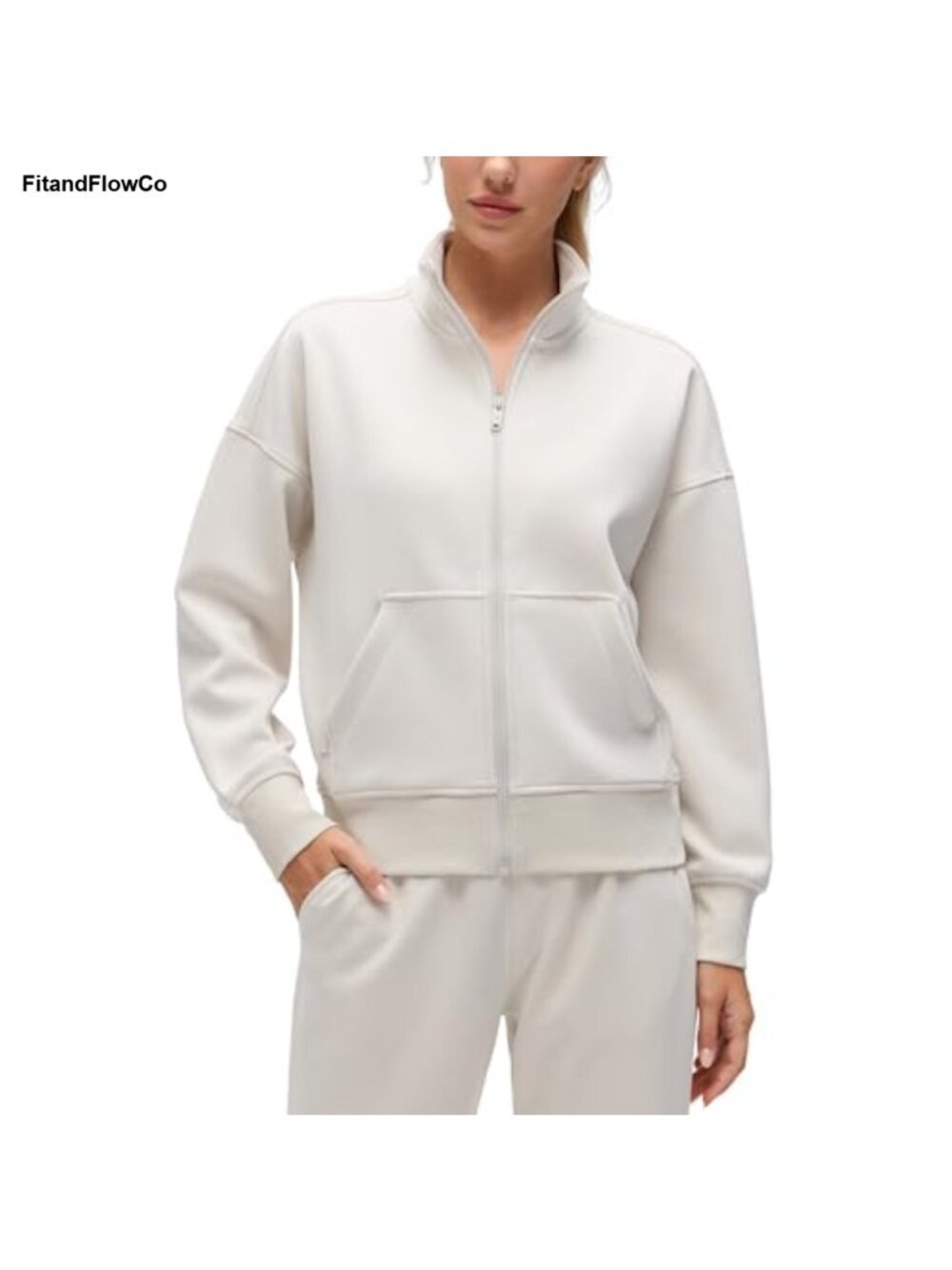 SoftAura Full Zip Sweatshirt Mock Neck Waist Length Classic Fit